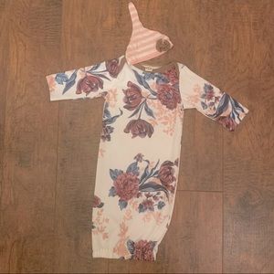 Baby Girl Gown and Hat Set